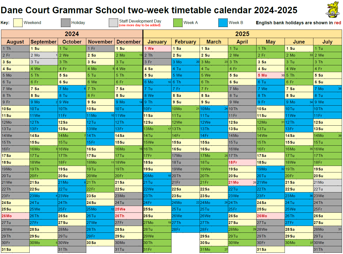 A thumbnail image of the current two-week timetable calendar