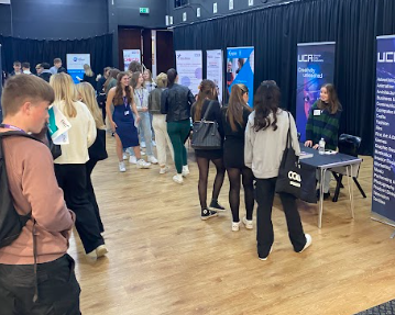 Image of students visiting a careers fair at Dane Court Grammar School