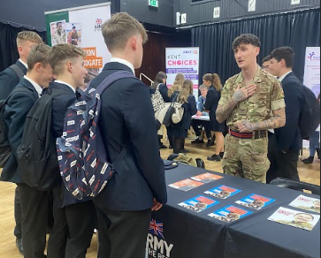 Image of students visiting a careers fair at Dane Court Grammar School
