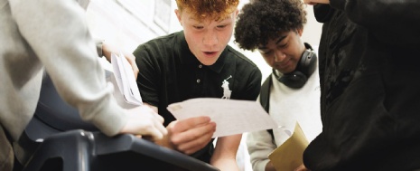 Image featuring some of the school's students receiving their GCSE results in August 2024